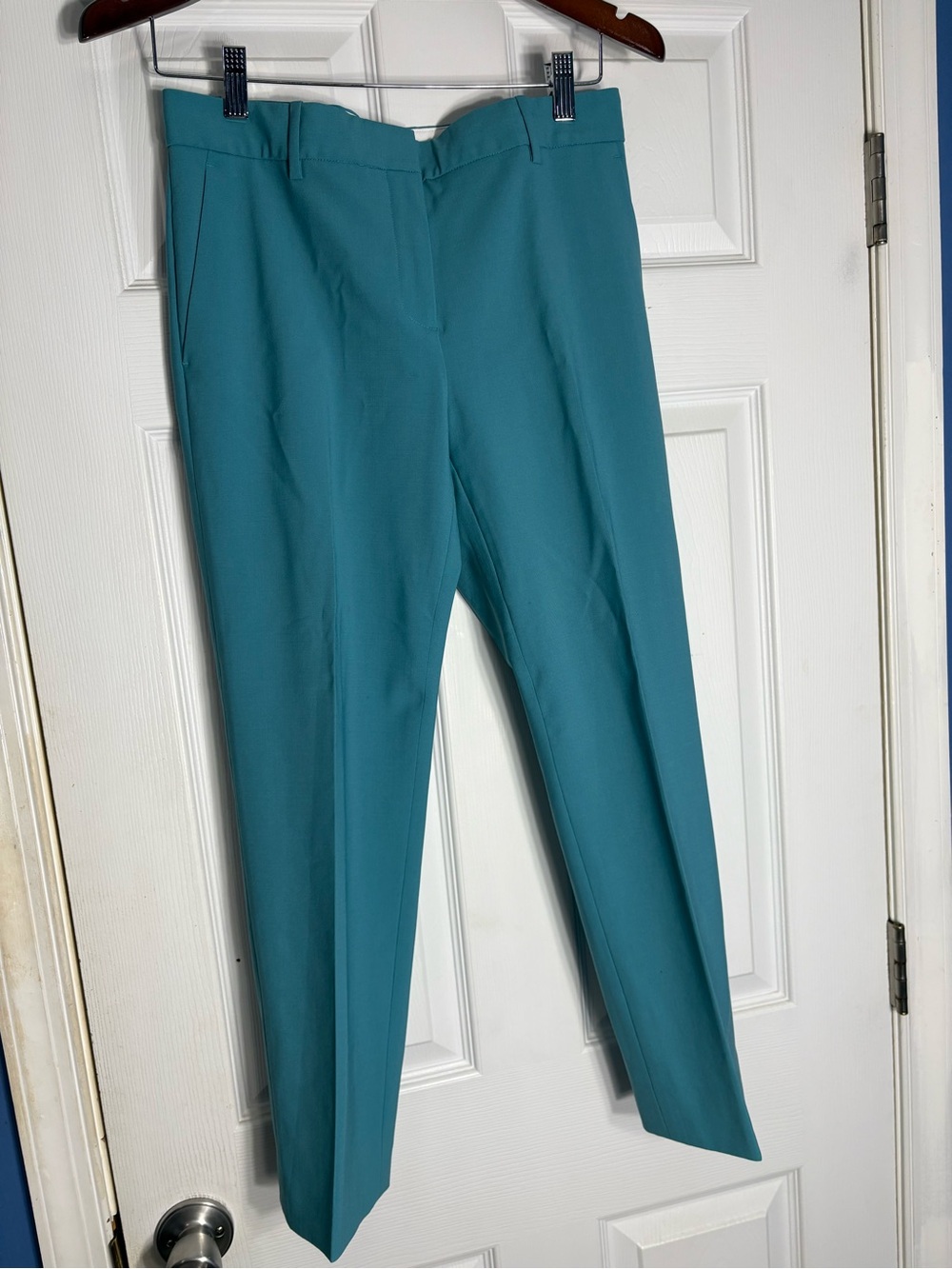 Theory Teal Straight-Leg Trousers